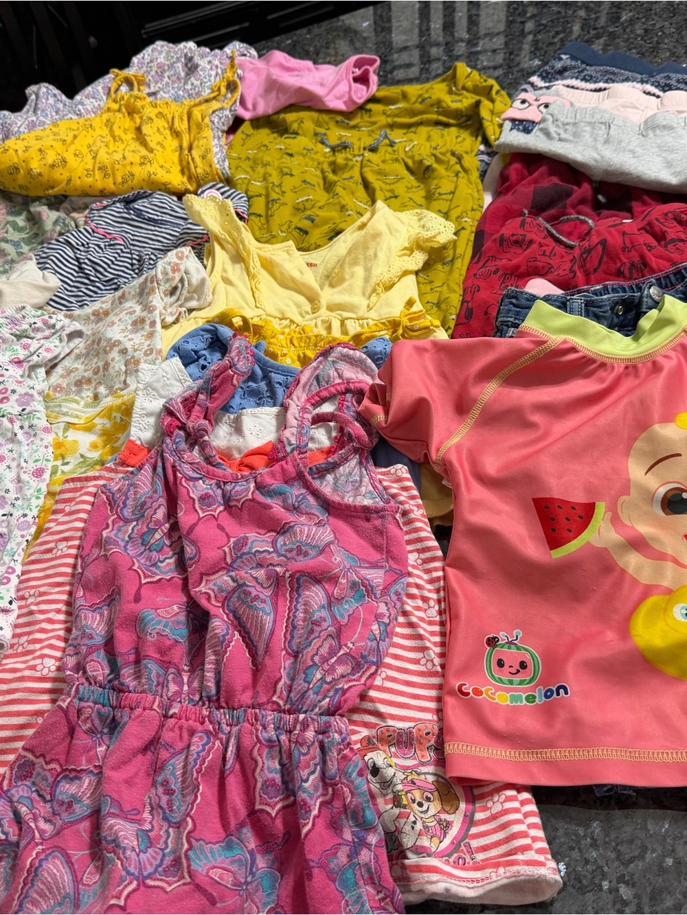 Cocomelon Pink Rash Guard & Mixed Girls Summer Tops (Pink, Yellow, Mustard)